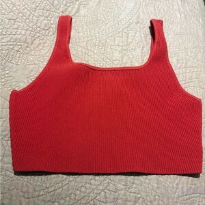 Aritzia Red Ribbed Crop Tank